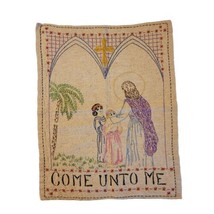 VTG Handmade Embroidered Wall Hanging Jesus w/ Children Come Unto Me Rel... - $44.54