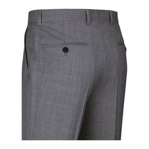 Men Renoir Flat Front Pants 100% Wool Super 140's Classic Fit 508-3 Mid gray image 4