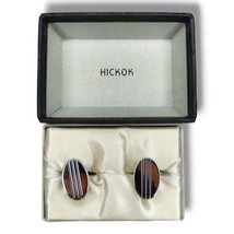 Vintage Hickok Etched Geometric Silver Tone Cufflinks In Original Box  - $19.95