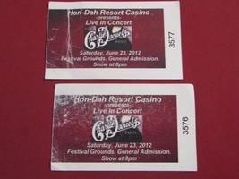 Pair Of Charlie Daniels Ticket Stubs June 23, 2012 HON-DAH C ASIN O Resort Arizona - £3.14 GBP