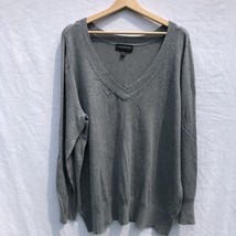 Grey V-Neck Pullover Sweater Lane Bryant Size 22/24 Rayon - £19.41 GBP