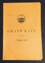 Grand Hotel Kafe Cafe Oslo Norway Paper Dinner Menu September 13, 1955 - $29.99