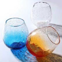 interoknack Ocean Crackle Glass Tumbler Set 360ml  Handblown Crystal Co... - $2,754.21 MXN