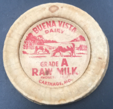 Vintage Buena Vista Dairy Bottle Cap 2.25&quot; Carthage Missouri MO w/ Cattl... - £9.64 GBP