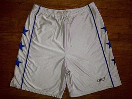 Reebok White Blue All-Star STARS Baggy Thick Silver Basketball Shorts 3x... - $14.99