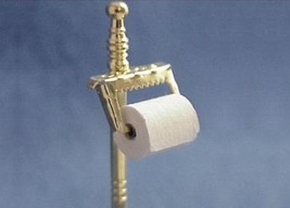 Toilet Paper Stand Brass 1.722/5 Reutter Porcelain Filled Dollhouse Miniature - $24.19