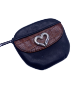 Brighton Mini Coin Pouch Purse Zip Black Brown Leather Vintage Purse Acc... - €25,52 EUR