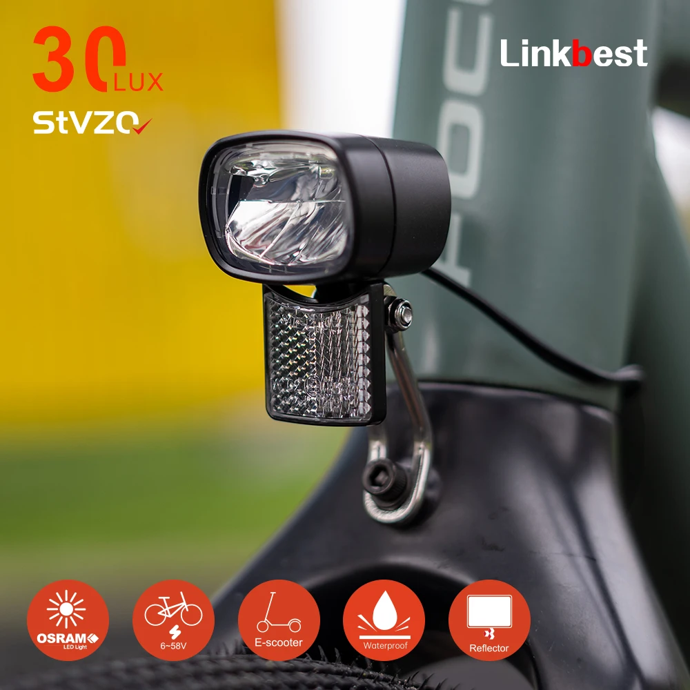 Linkbest Bike Light 30 Lux Electric Front Headlight Rainproof Led Front ... - £14.53 GBP