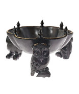 Triple Stately Owls Carved Rain Tree Wooden Bowl - £29.19 GBP