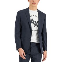 AX Armani Exchange Men&#39;s Modern-Fit Wool Plaid Blazer in Grey/Blue-38R - £110.87 GBP