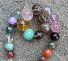 Natural, 30 pieces faceted mix gemstone sphere shape briolette beads, 7 --- 12 m - £41.91 GBP