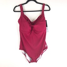 TYR Durafast Elite Womens Twisted Bra Swimsuit One Piece Molded Cups Red 4XL - £26.95 GBP