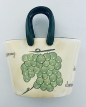 Grape Writing Collection Chardonnay Style Eyes by Baum Bros Ceramic Basket Green - £16.96 GBP