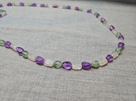 Vintage Stone Style Necklace, Clear/Purple/Green, 35&#39;&#39; - $9.49