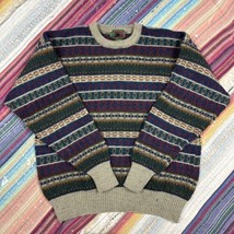 Vtg Boston Traders Sweater Mens Sz XL Wool Grandpa 90s Geometric Chunky ... - £23.22 GBP