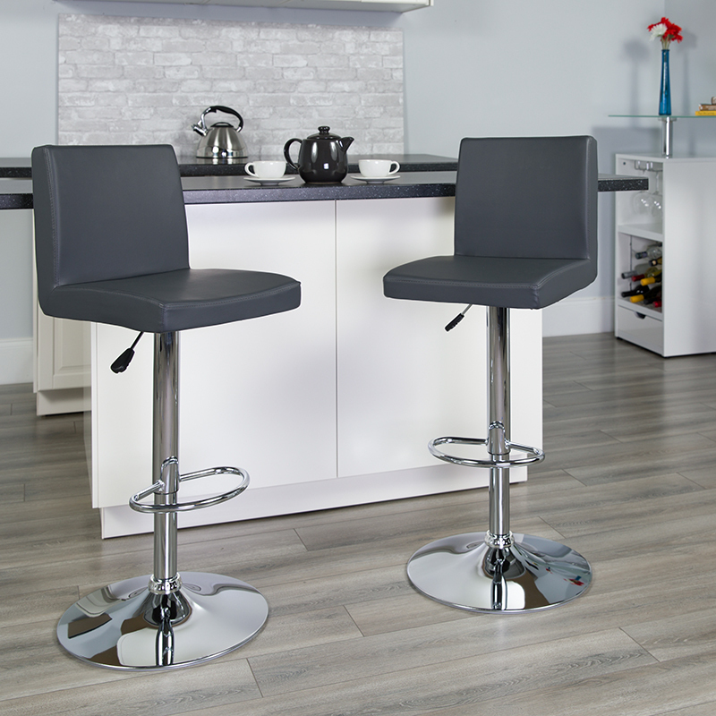 Gray Vinyl Barstool CH-92066-GY-GG