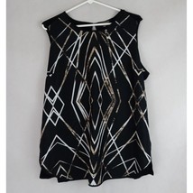 Vince Camuto Black Sleeveless Blouse With Chevron Designs Size XL - £13.03 GBP