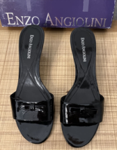 Enzo Angiolini Black Patent Leather Slip On Shoes With Accent Bow Women&#39;s 7.5 - £27.25 GBP
