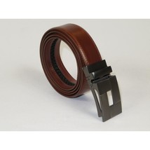 Men VALENTINI Leather Track Belt Adjustable Removable Buckle V522 Amber image 2