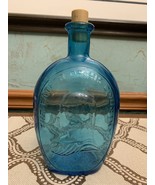 Vintage WASHINGTON The Father of His Country - Nuline NJ Blue Glass Flas... - $14.99