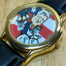 VTG President Clinton Quartz Watch Pardon 4 Cash Men Gold Tone Analog New Batter - £16.02 GBP