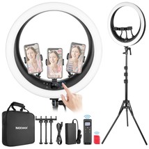 NEEWER 19 inch Ring Light with Stand and 3 Phone Holders, Upgraded 2.4G ... - £166.67 GBP
