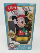 Gemmy Disney Christmas Mickey Mouse in Santa Hat 21&#39;&#39; Air Blown Inflatable - £14.41 GBP