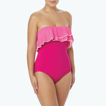  NEW Coco Reef Agate Ruffled Bandeau One piece Swimsuit 8/32 C Rosewood T04033 - £43.01 GBP