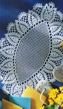 5X Pineapple Paris &amp; Planting Daisy Almond Shape Mandorla Crochet Doily ... - $9.99