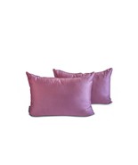 Lumbar Pillow Cover Set of 2 Solid -Light Purple Slub Satin - $20.95+