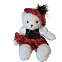 Burton and Burton 12 in White Bear Red Hat Dress Heart Plush Stuffed Animal - £9.37 GBP