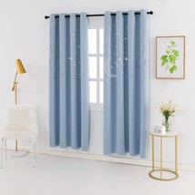 Mangata Casa Kids Blackout Curtains With Star For, Baby Blue 52X96In - £33.77 GBP