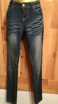 Rocawear Jrs Sz 7 Distressed Denim Jeans Stretchy Straight Leg Broken Zipper - £8.18 GBP
