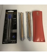 VTG Cross 14K GF Ladies Rose Pen &amp; Pencil Set W/Red Leather Pouch &amp; Ink ... - £50.44 GBP