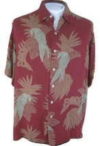 CARIBBEAN Hawaiian ALOHA shirt L pit to pit 25 rayon tropical bird parrot luau - £13.18 GBP