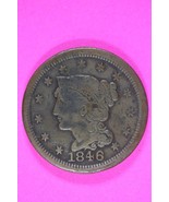 1846/46 Large Cent Braided Hair Liberty Exact Rare Early Type Coin Pictu... - $90.64 CAD