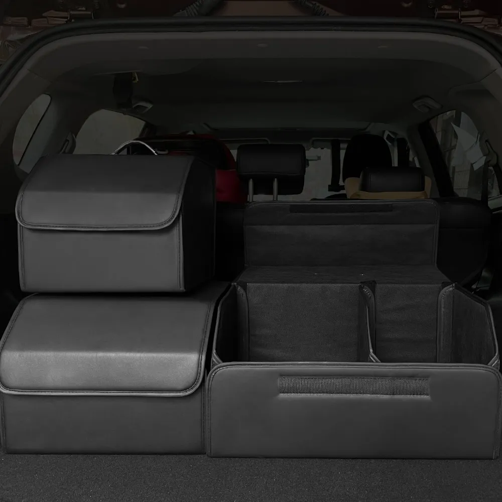 Car Storage Boxes Folding Auto Organizer Box PU Leather Waterproof Trunk Bag - £18.66 GBP+