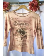 Pretty Pink Christopher &amp; Banks Chocolate Long Sleeves T-shirt Size M Ve... - £11.95 GBP