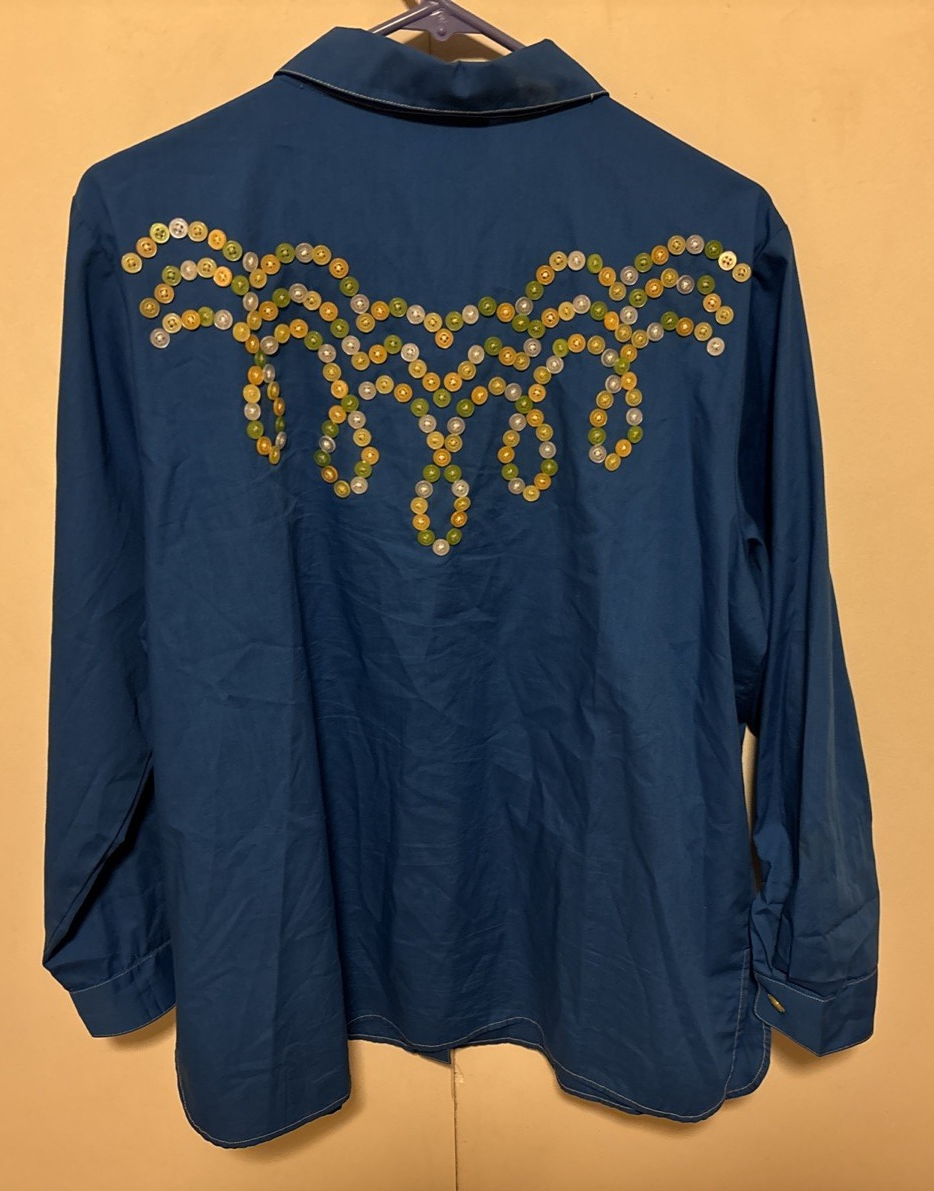 Bob Mackie Wearable Art Western Shirt Sz L Cowboy Item image 9