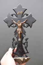 ⭐ antique  crucifix ,carved wooden cross ,holy water font 19th Century⭐ - £42.04 GBP