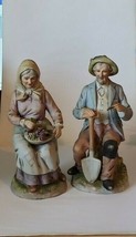 Vintage Pair of Homco Figurines #1433 Old Man and Old Woman 8&quot; - £15.08 GBP