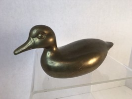 Vintage 10” Brass Duck Figurine Statue paperweight Door Stop Shelf Sitter 5.5lb - £11.79 GBP