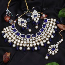 Gold Plated Wedding Jewelery Kundan choker Necklace set for Women free shipping - £36.30 GBP