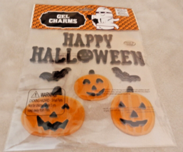 New Happy Halloween Window Gel Clings Pumpkins Bats Jack O Lanterns - £11.70 GBP