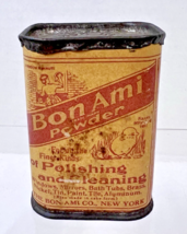 Bon Ami Powder Tiny Paper Wrapped Tin Never Used Sample Size 2.5 x 1 3/4... - $16.34