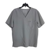 Figs Womens Scrub  Shirt Adult Size Medium Gray V Neck Short Sleeve PO 1367 - £18.93 GBP
