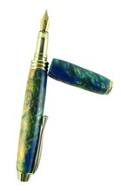 Iridium Point Germany Smoked Marble Look Fountain Ink Pen Blue Used NO INK - £11.09 GBP