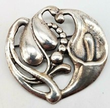 Calla Lily Lilly Flower Pin Brooch Marked Sterling Silver Antique Vintage Large - £48.97 GBP