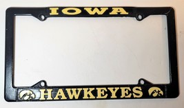 Iowa Hawkeyes License Plate Frame Yellow Lettering Black Frame- Pre-Owned - £6.76 GBP