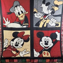 Vintage Disney Mickey &amp; Friends Knitted Lap Throw Fringe Edge Blanket 54... - £14.43 GBP